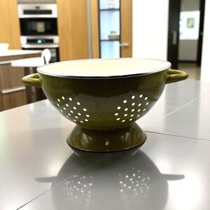 Paula Deen Colander Strainer 5 Qt Olive Green Speckled Porcelain Enamel Finish